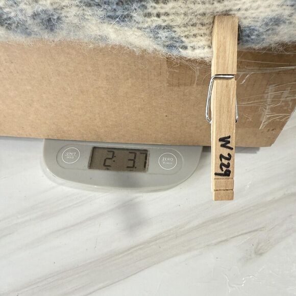 Vtg Hilda Ltd Cardigan Women S Cream Blue Wool Knit Icelandic Shawl Collar 80s - Picture 11 of 12